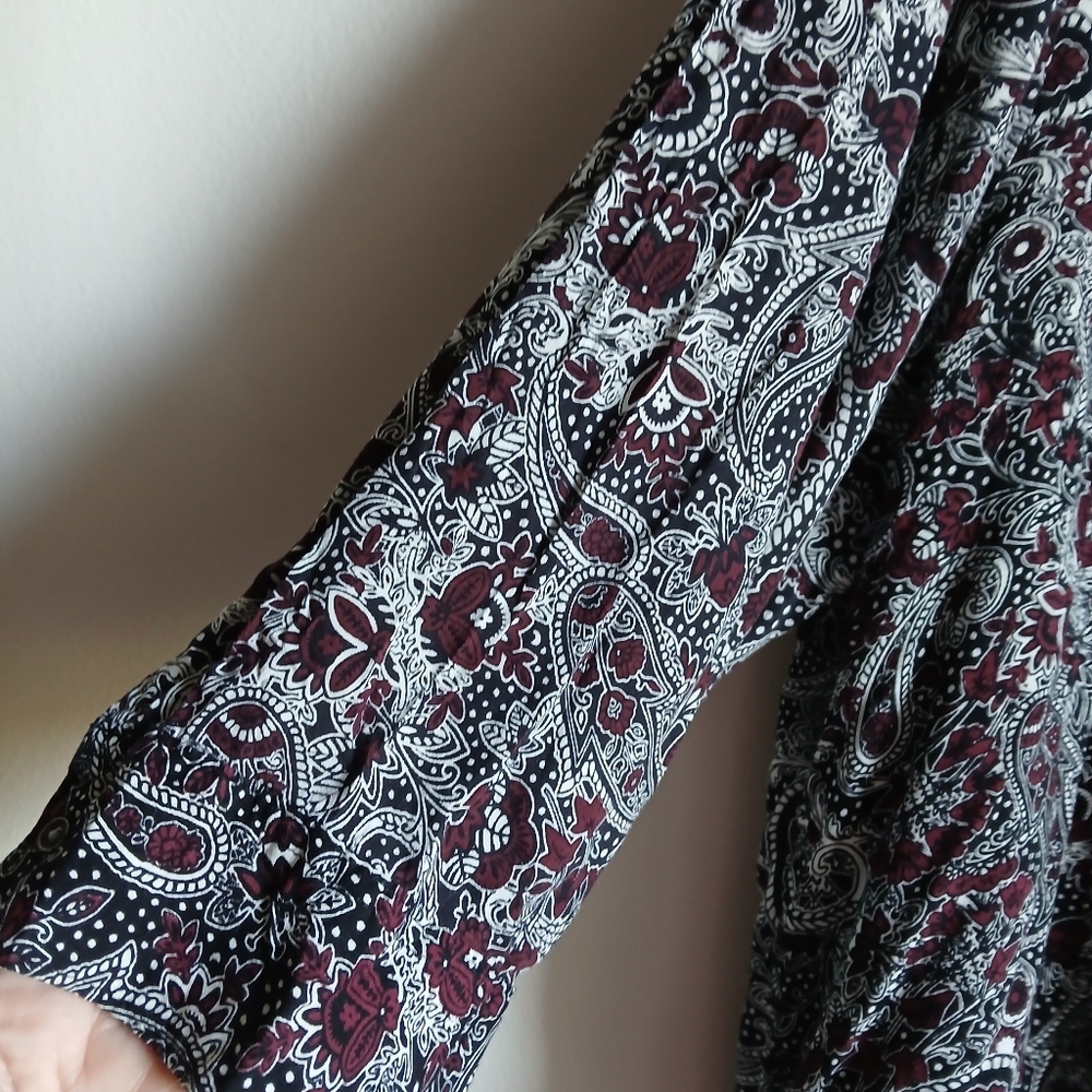C Est 1946 Shirt Womens 22/24W Button 3/4 Sleeve Paisley top - Picture 8 of 11